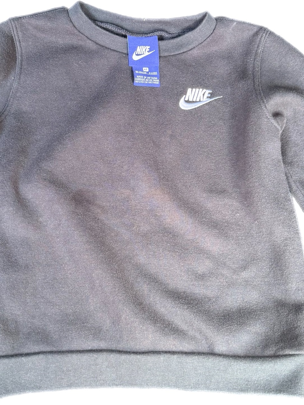 Nike Youth Black Crewneck Sweatshirt with White Swoosh